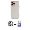 MARSİLYAN™- iPhone 15 Pro Max Kılıf Ahenk Çizgi Serisi - Siyah Bilvis 5in1 5D Magic Hayalet Cam Ekran Koruyucu + Lacivert PVD Metal Kamera Lens