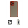 MARSİLYAN™- iPhone 15 Pro Max Kılıf Ahenk Çizgi Serisi - Siyah Bilvis Hayalet Cam Ekran Koruyucu + PVD Metal Kamera Lens - GS