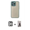 MARSİLYAN™- iPhone 15 Pro Max Kılıf Ahenk Çizgi Serisi - Siyah Bilvis Hayalet Cam Ekran Koruyucu + Gümüş PVD Metal Kamera Lens