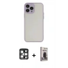 MARSİLYAN™- iPhone 15 Pro Max Kılıf Ahenk Çizgi Serisi - Siyah Bilvis Hayalet Cam Ekran Koruyucu + PVD Metal Kamera Lens - LT
