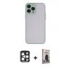 MARSİLYAN™- iPhone 15 Pro Max Kılıf Ahenk Çizgi Serisi - Siyah Bilvis Hayalet Cam Ekran Koruyucu + PVD Metal Kamera Lens - LT