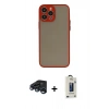 MARSİLYAN™- iPhone 15 Pro Max Kılıf Ahenk Çizgi Serisi - Siyah Bilvis Hayalet Cam Ekran Koruyucu + Raze Metal Kamera Lens - LT