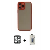 MARSİLYAN™- iPhone 15 Pro Max Kılıf Ahenk Çizgi Serisi - Siyah Bilvis Hayalet Cam Ekran Koruyucu + PVD Metal Kamera Lens - LT