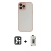 MARSİLYAN™- iPhone 15 Pro Max Kılıf Ahenk Çizgi Serisi - Siyah Bilvis Hayalet Cam Ekran Koruyucu + PVD Metal Kamera Lens - LT