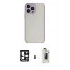 MARSİLYAN™- iPhone 15 Pro Max Kılıf Ahenk Çizgi Serisi - Siyah Bilvis Hayalet Cam Ekran Koruyucu + PVD Metal Kamera Lens - LT