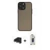 MARSİLYAN™- iPhone 15 Pro Max Kılıf Ahenk Çizgi Serisi - Siyah Bilvis Hayalet Cam Ekran Koruyucu + Raze Metal Kamera Lens - TMGI