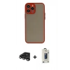 MARSİLYAN™- iPhone 15 Pro Max Kılıf Ahenk Çizgi Serisi - Siyah Bilvis Hayalet Cam Ekran Koruyucu + Raze Metal Kamera Lens - TMGI