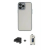 MARSİLYAN™- iPhone 15 Pro Max Kılıf Ahenk Çizgi Serisi - Siyah Bilvis Hayalet Cam Ekran Koruyucu + Raze Metal Kamera Lens - TMGI