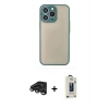 MARSİLYAN™- iPhone 15 Pro Max Kılıf Ahenk Çizgi Serisi - Siyah Bilvis Hayalet Cam Ekran Koruyucu + Raze Metal Kamera Lens - TMGI