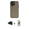 MARSİLYAN™- iPhone 15 Pro Max Kılıf Ahenk Çizgi Serisi - Siyah Bilvis Hayalet Cam Ekran Koruyucu + Raze Metal Kamera Lens - SH
