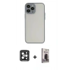 MARSİLYAN™- iPhone 15 Pro Max Kılıf Ahenk Çizgi Serisi - Siyah Bilvis Hayalet Cam Ekran Koruyucu + PVD Metal Kamera Lens - SH