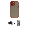 MARSİLYAN™- iPhone 15 Pro Max Kılıf Ahenk Çizgi Serisi - Siyah Bilvis Hayalet Cam Ekran Koruyucu + Raze Metal Kamera Lens - SH