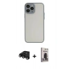 MARSİLYAN™- iPhone 15 Pro Max Kılıf Ahenk Çizgi Serisi - Siyah Bilvis Hayalet Cam Ekran Koruyucu + Raze Metal Kamera Lens - SH