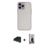 MARSİLYAN™- iPhone 15 Pro Max Kılıf Ahenk Çizgi Serisi - Siyah Bilvis Hayalet Cam Ekran Koruyucu + Titanyum Gri Raze Metal Kamera Lens