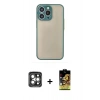 MARSİLYAN™- iPhone 15 Pro Max Kılıf Ahenk Çizgi Serisi - Siyah Buffer Cam Ekran Koruyucu + PVD Metal Kamera Lens - GI