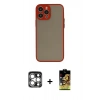 MARSİLYAN™- iPhone 15 Pro Max Kılıf Ahenk Çizgi Serisi - Siyah Buffer Cam Ekran Koruyucu + Gümüş PVD Metal Kamera Lens