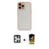 MARSİLYAN™- iPhone 15 Pro Max Kılıf Ahenk Çizgi Serisi - Siyah Buffer Cam Ekran Koruyucu + Gümüş PVD Metal Kamera Lens