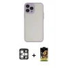 MARSİLYAN™- iPhone 15 Pro Max Kılıf Ahenk Çizgi Serisi - Siyah Buffer Cam Ekran Koruyucu + Gümüş PVD Metal Kamera Lens