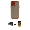 MARSİLYAN™- iPhone 15 Pro Max Kılıf Ahenk Çizgi Serisi - Siyah Buffer Cam Ekran Koruyucu + Gümüş Raze Metal Kamera Lens