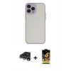 MARSİLYAN™- iPhone 15 Pro Max Kılıf Ahenk Çizgi Serisi - Siyah Buffer Cam Ekran Koruyucu + Gümüş Raze Metal Kamera Lens