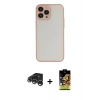 MARSİLYAN™- iPhone 15 Pro Max Kılıf Ahenk Çizgi Serisi - Siyah Buffer Cam Ekran Koruyucu + Gümüş Raze Metal Kamera Lens