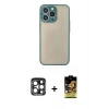 MARSİLYAN™- iPhone 15 Pro Max Kılıf Ahenk Çizgi Serisi - Siyah Buffer Cam Ekran Koruyucu + PVD Metal Kamera Lens - LT