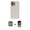 MARSİLYAN™- iPhone 15 Pro Max Kılıf Ahenk Çizgi Serisi - Siyah Buffer Cam Ekran Koruyucu + PVD Metal Kamera Lens - LT