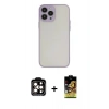MARSİLYAN™- iPhone 15 Pro Max Kılıf Ahenk Çizgi Serisi - Siyah Buffer Cam Ekran Koruyucu + PVD Metal Kamera Lens - TU