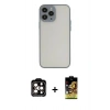 MARSİLYAN™- iPhone 15 Pro Max Kılıf Ahenk Çizgi Serisi - Siyah Buffer Cam Ekran Koruyucu + PVD Metal Kamera Lens - TU