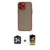 MARSİLYAN™- iPhone 15 Pro Max Kılıf Ahenk Çizgi Serisi - Siyah Buffer Cam Ekran Koruyucu + PVD Metal Kamera Lens - TU