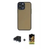 MARSİLYAN™- iPhone 15 Pro Max Kılıf Ahenk Çizgi Serisi - Siyah Buffer Cam Ekran Koruyucu + Raze Metal Kamera Lens - LT