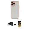 MARSİLYAN™- iPhone 15 Pro Max Kılıf Ahenk Çizgi Serisi - Siyah Buffer Cam Ekran Koruyucu + Raze Metal Kamera Lens - LT