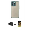 MARSİLYAN™- iPhone 15 Pro Max Kılıf Ahenk Çizgi Serisi - Siyah Buffer Cam Ekran Koruyucu + Siyah Raze Metal Kamera Lens