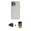 MARSİLYAN™- iPhone 15 Pro Max Kılıf Ahenk Çizgi Serisi - Siyah Buffer Cam Ekran Koruyucu + Raze Metal Kamera Lens - TMGI