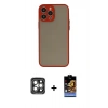 MARSİLYAN™- iPhone 15 Pro Max Kılıf Ahenk Çizgi Serisi - Siyah Buffer Hayalet Cam Ekran Koruyucu + Gri PVD Metal Kamera Lens