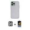 MARSİLYAN™- iPhone 15 Pro Max Kılıf Ahenk Çizgi Serisi - Siyah Buffer Hayalet Cam Ekran Koruyucu + PVD Metal Kamera Lens - LT