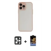 MARSİLYAN™- iPhone 15 Pro Max Kılıf Ahenk Çizgi Serisi - Siyah Buffer Hayalet Cam Ekran Koruyucu + PVD Metal Kamera Lens - LT