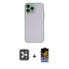 MARSİLYAN™- iPhone 15 Pro Max Kılıf Ahenk Çizgi Serisi - Siyah Buffer Hayalet Cam Ekran Koruyucu + PVD Metal Kamera Lens - SH