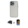 MARSİLYAN™- iPhone 15 Pro Max Kılıf Ahenk Çizgi Serisi - Siyah Buffer Hayalet Cam Ekran Koruyucu + Raze Metal Kamera Lens - LT