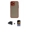 MARSİLYAN™- iPhone 15 Pro Max Kılıf Ahenk Çizgi Serisi - Siyah Buffer Hayalet Cam Ekran Koruyucu + Raze Metal Kamera Lens - LT