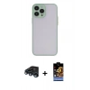 MARSİLYAN™- iPhone 15 Pro Max Kılıf Ahenk Çizgi Serisi - Siyah Buffer Hayalet Cam Ekran Koruyucu + Raze Metal Kamera Lens - LT