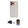 MARSİLYAN™- iPhone 15 Pro Max Kılıf Ahenk Çizgi Serisi - Siyah Buffer Hayalet Cam Ekran Koruyucu + Raze Metal Kamera Lens - LT