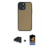 MARSİLYAN™- iPhone 15 Pro Max Kılıf Ahenk Çizgi Serisi - Siyah Buffer Hayalet Cam Ekran Koruyucu + Raze Metal Kamera Lens - LT