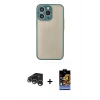 MARSİLYAN™- iPhone 15 Pro Max Kılıf Ahenk Çizgi Serisi - Siyah Buffer Hayalet Cam Ekran Koruyucu + Raze Metal Kamera Lens - GS