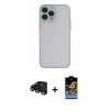 MARSİLYAN™- iPhone 15 Pro Max Kılıf Ahenk Çizgi Serisi - Siyah Buffer Hayalet Cam Ekran Koruyucu + Raze Metal Kamera Lens - SH