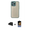 MARSİLYAN™- iPhone 15 Pro Max Kılıf Ahenk Çizgi Serisi - Siyah Buffer Hayalet Cam Ekran Koruyucu + Raze Metal Kamera Lens - SH