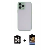 MARSİLYAN™- iPhone 15 Pro Max Kılıf Ahenk Çizgi Serisi - Siyah Buffer Hayalet Cam Ekran Koruyucu + Turuncu PVD Metal Kamera Lens