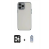 MARSİLYAN™- iPhone 15 Pro Max Kılıf Ahenk Çizgi Serisi - Siyah Joko Magic 5D Cam + Gri PVD Metal Kamera Lens