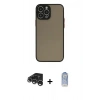 MARSİLYAN™- iPhone 15 Pro Max Kılıf Ahenk Çizgi Serisi - Siyah Joko Magic 5D Cam + Raze Metal Kamera Lens - GS