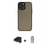 MARSİLYAN™- iPhone 15 Pro Max Kılıf Ahenk Çizgi Serisi - Siyah Joko Magic 5D Cam + Raze Metal Kamera Lens - LT